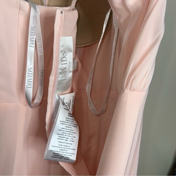 David’s Bridal Spaghetti Strap Full Skirt Petal Bridesmaids Dress Size 10 - Picture 7 of 10